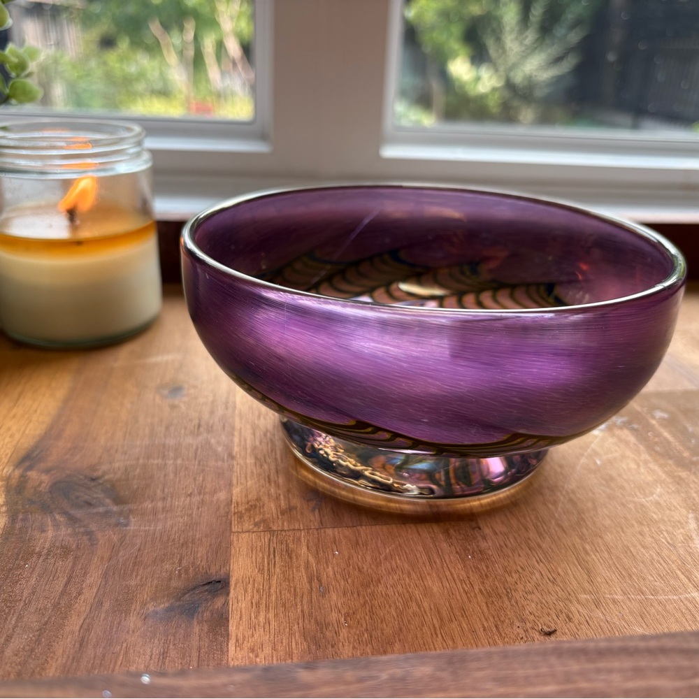 R Held Art Glass Elegant Purple Glass Bowl